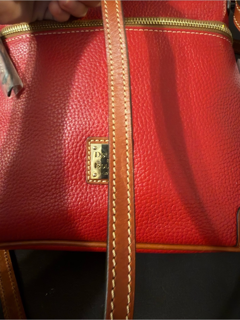 Dooney & Bourke Red Pebbled Leather Crossbody with Tan Trim NWT - Picture 14 of 14